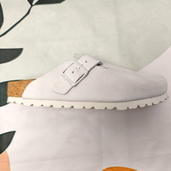 NWT - Women's White Suede Birkenstock Boston Shoes - Narrow Fit - Picture 4 of 5